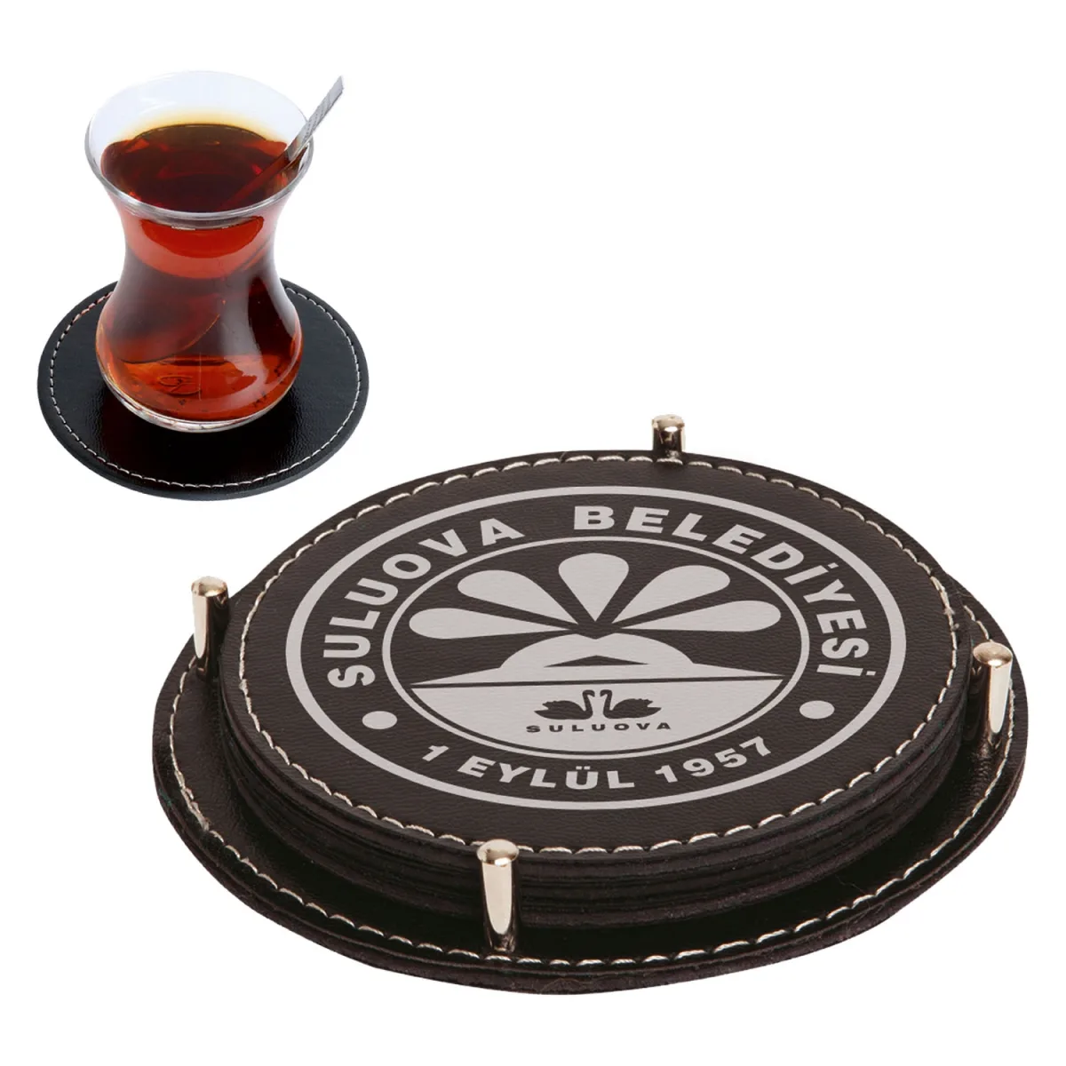 4 'Lü Deri Bardak Altlığı