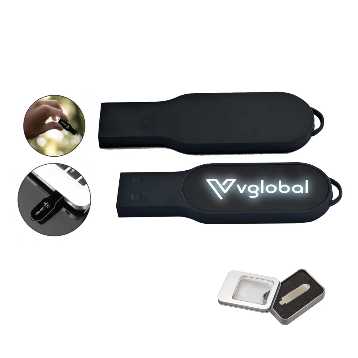 Işıklı Lazer Kazıma Metal Usb Flash Bellek