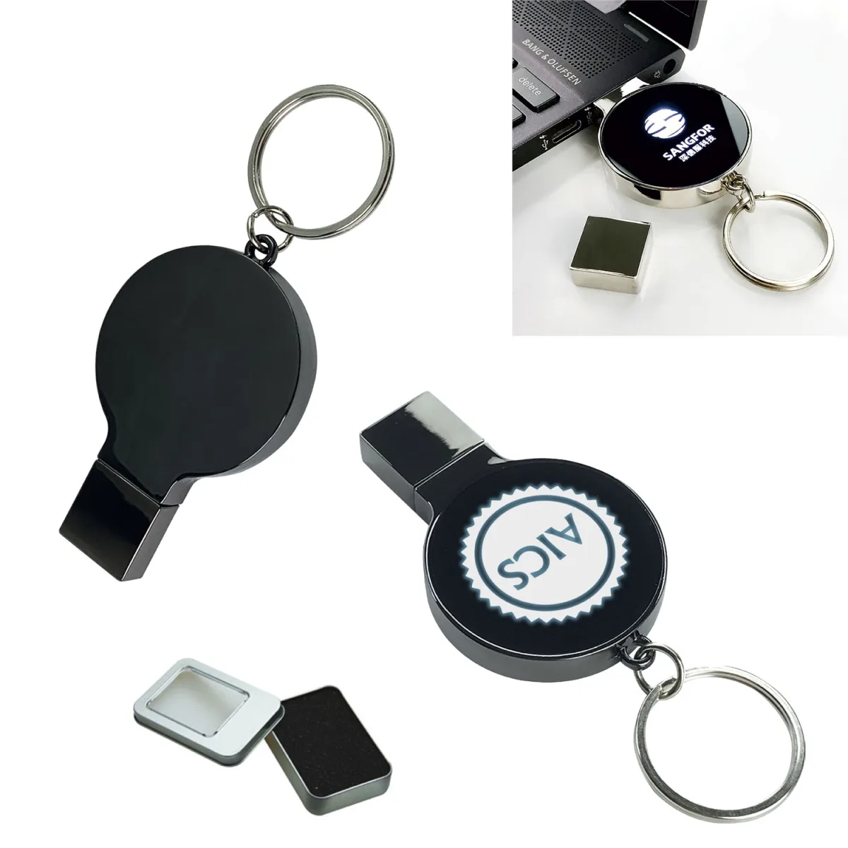 Işıklı Lazer Kazıma Metal Usb Flash Bellek