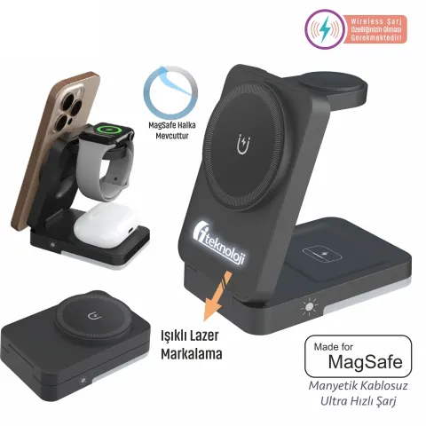 4 In 1 Magsafe Şarj İstasyonu 15W