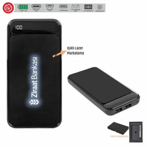 Kauçuk Işık Kazıma Powerbank 10.000 Mah