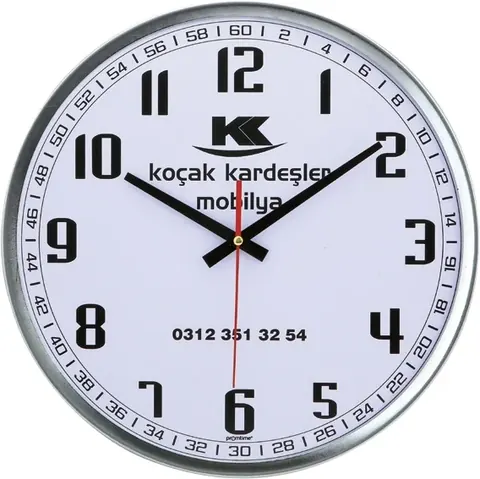 Metal Çerçeve Bombe Cam Duvar Saati 35 Cm