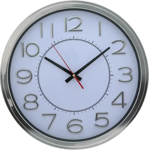 Metalize Çerçeve Takmatik Rakam Duvar Saati 42 Cm
