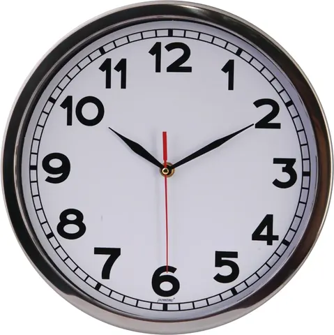 Parlak Kromaj Çerçeve Duvar Saati 35 Cm