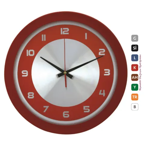 Plastik Çerçeve Çemberli Metal Kadran Duvar Saati 38 Cm