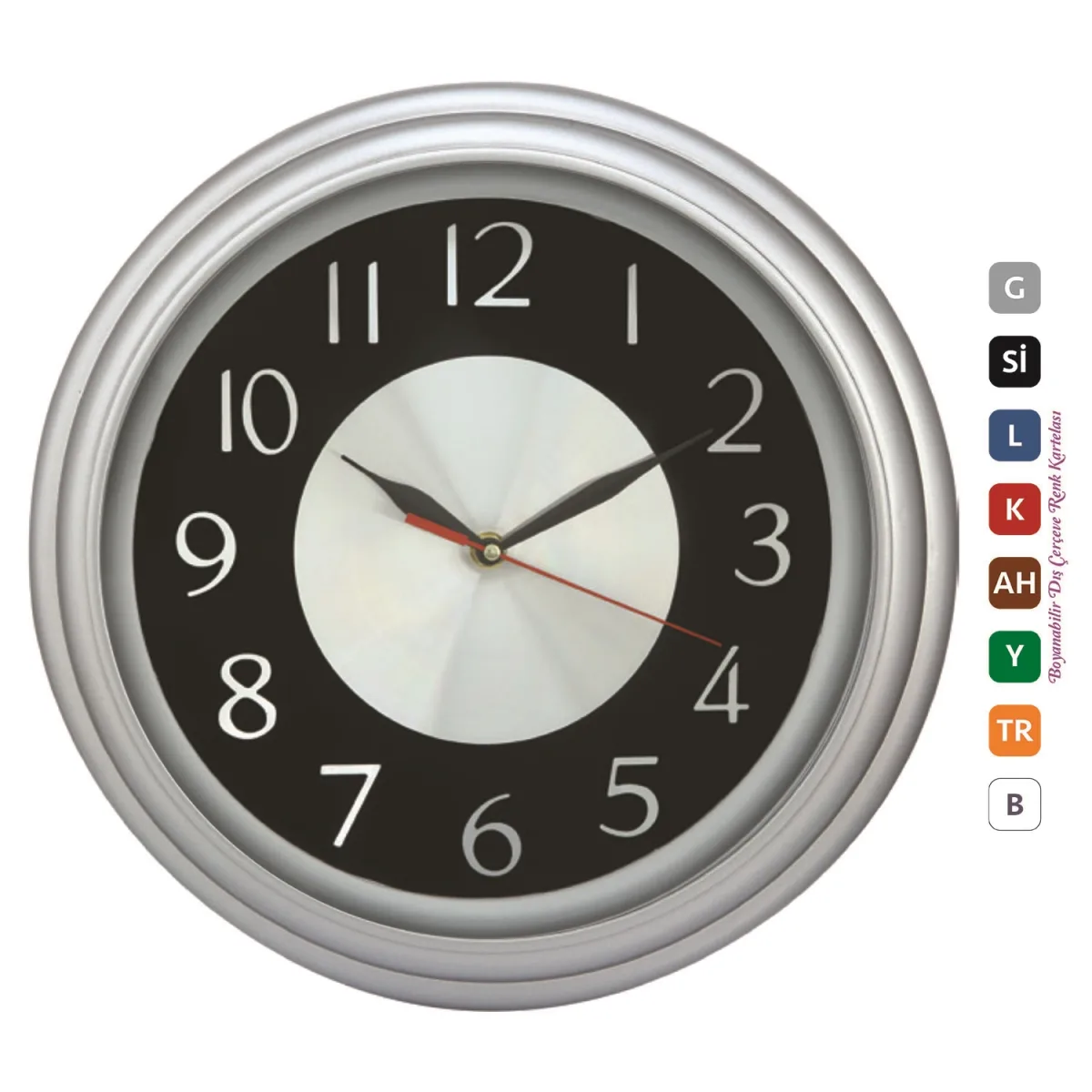 Plastik Çerçeve Çemberli Metal Kadran Duvar Saati 34 Cm - Görsel 4